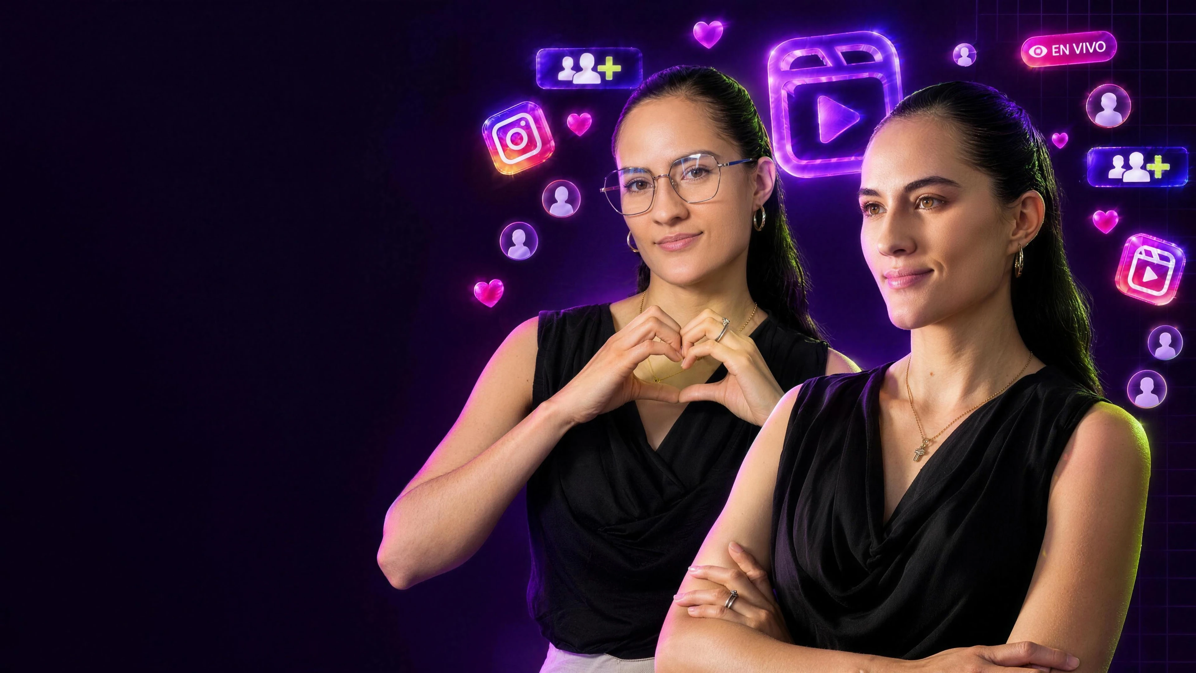 Natalia con elementos de Instagram y nuevos seguidores